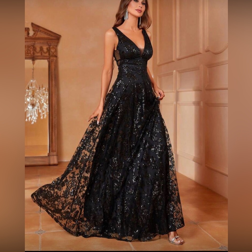SHEIN Black Sequin Formal Dress